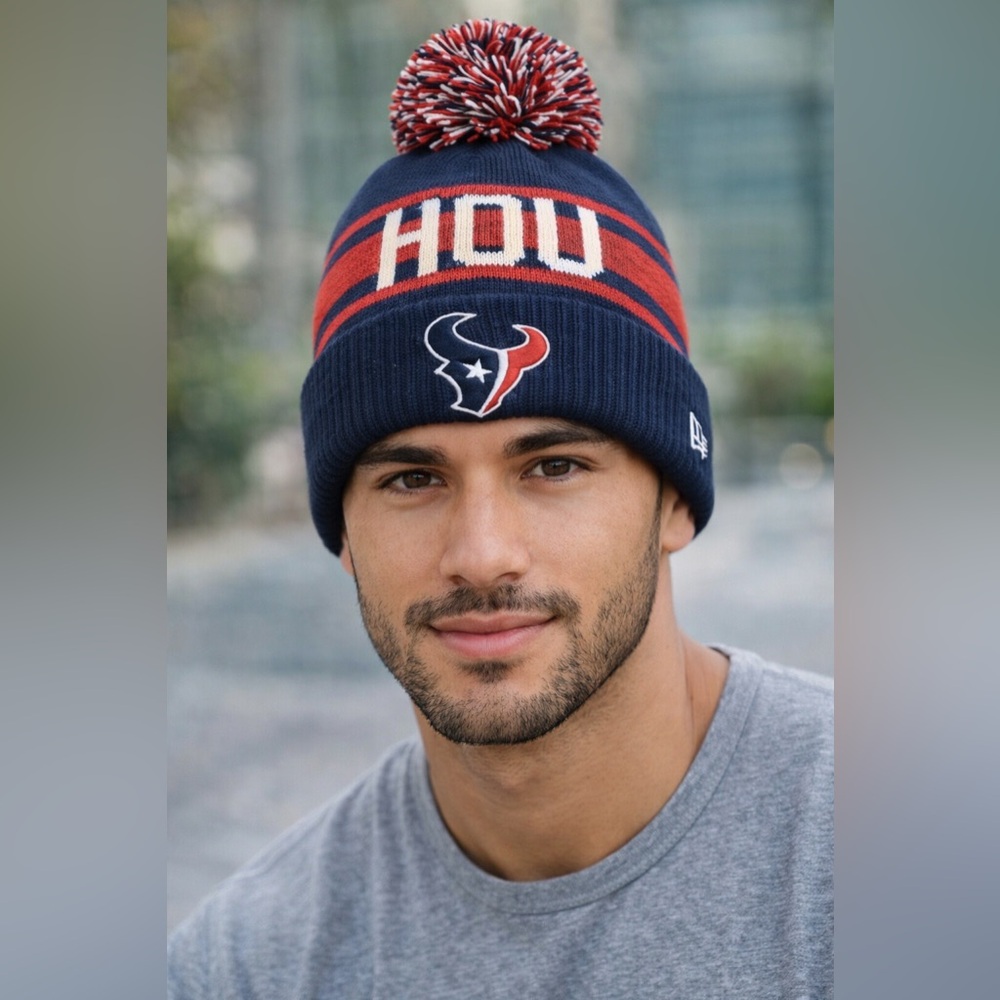 New Era Houston Texans‎ NFL Knit Beanie Pom Hat One Size NWT
